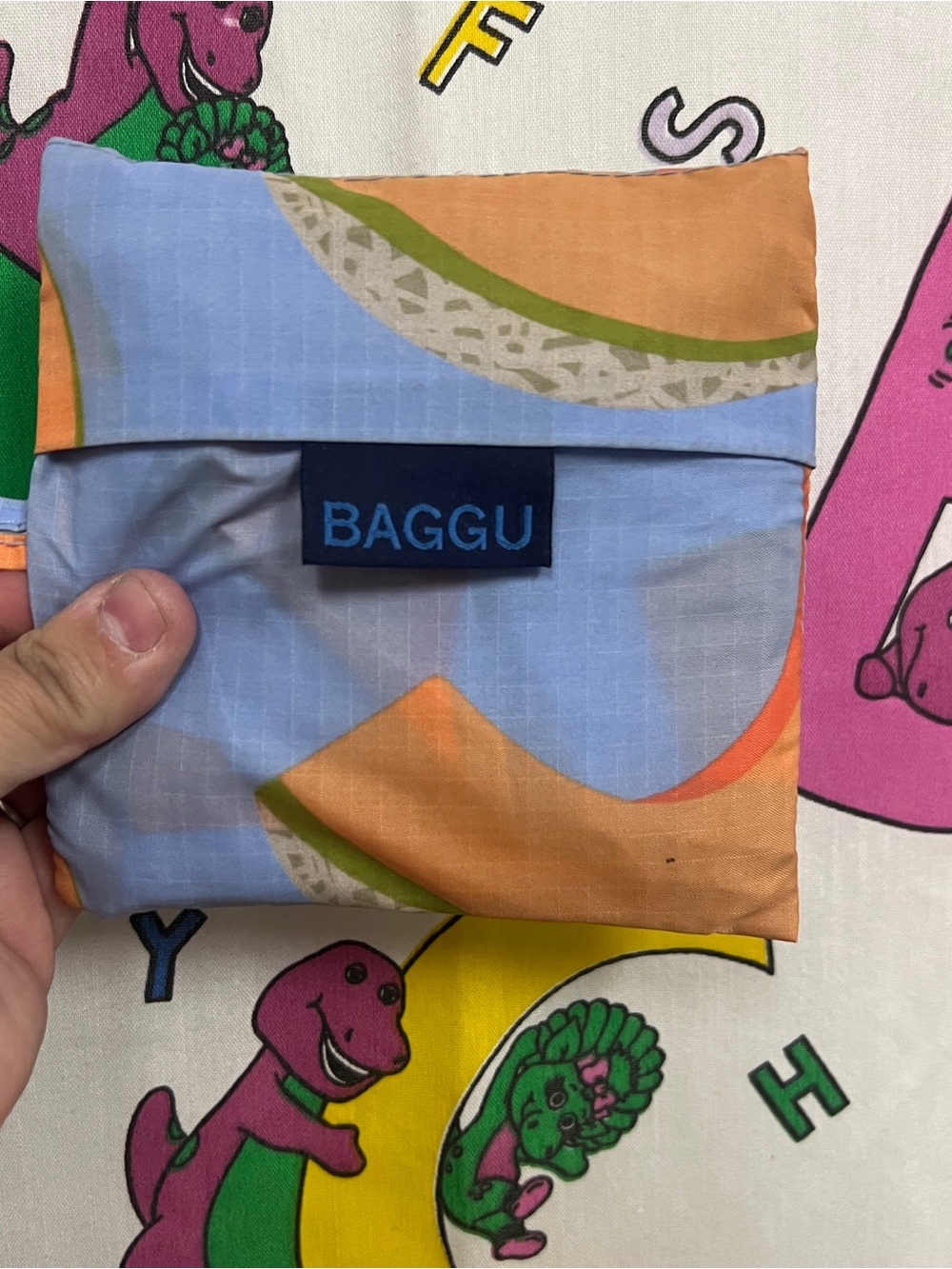 Baggu Standard Reusable Foldable Tote Bag Fruit Cantaloupe Print With Pouch